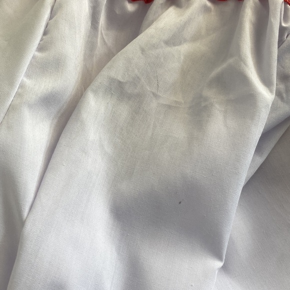 Traditional Ukrainian embroidered white blouse red tassels vyshyvanka size L - Picture 7 of 10